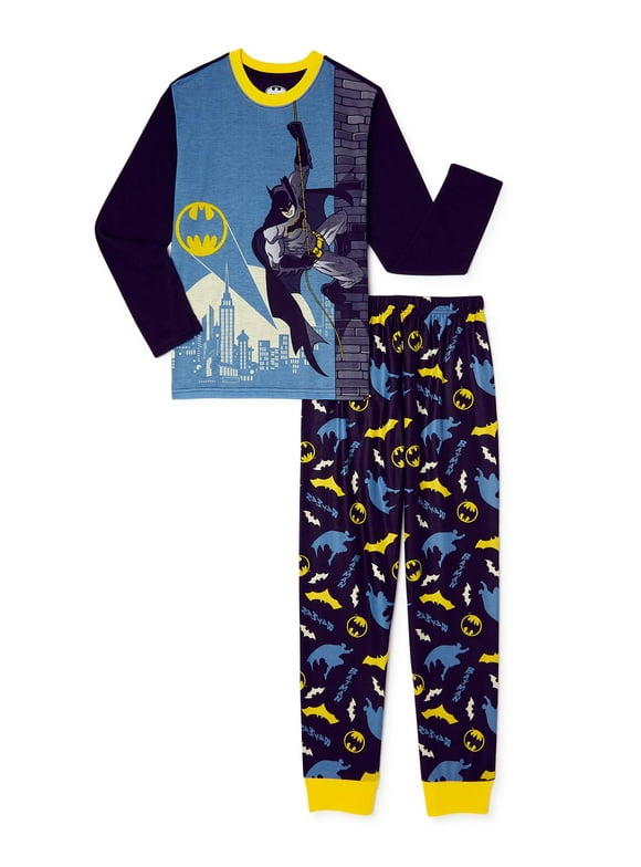 Batman Boys Sleepwear Robe Pajama with Slipper Bundle,Fleece,Boys Size 4-5